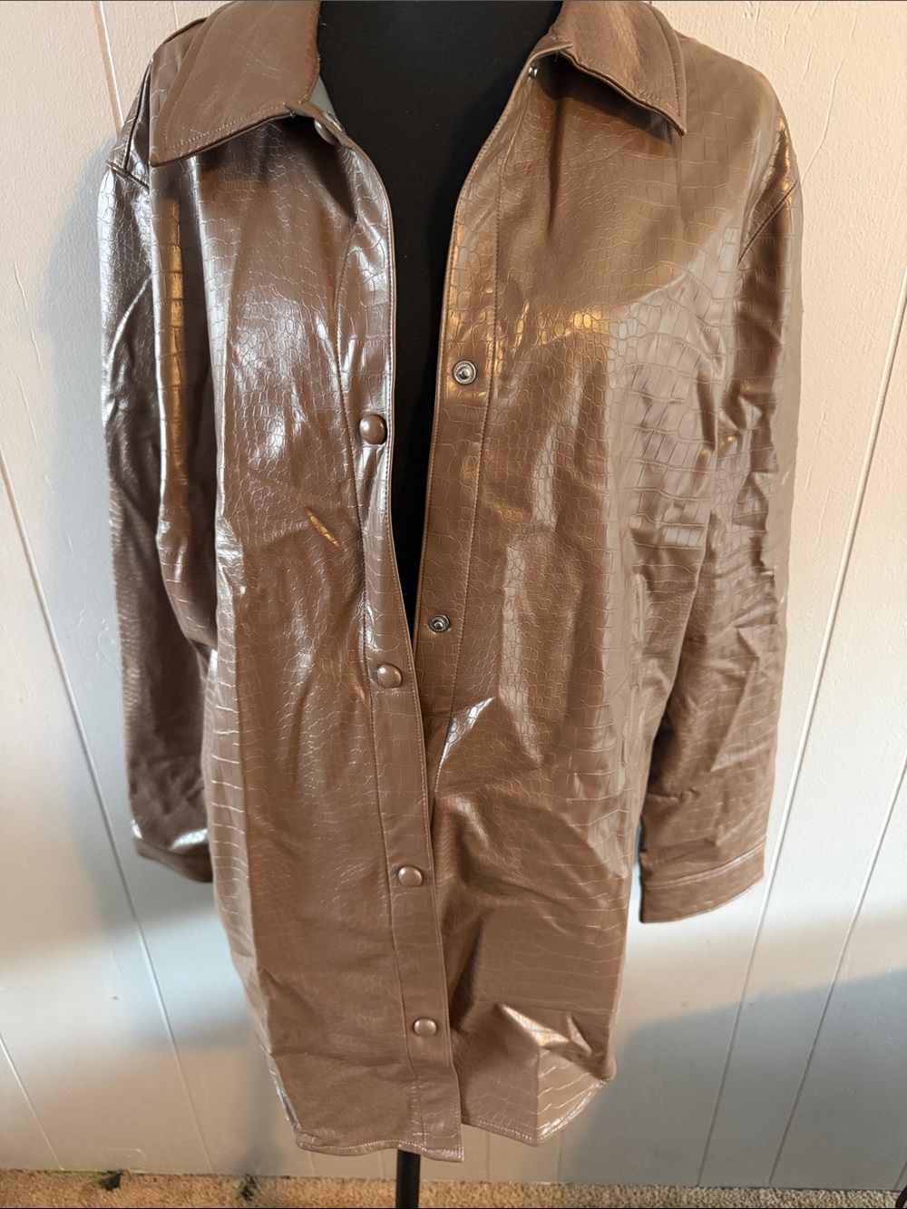 Express Brown Faux Croc Trench Coat